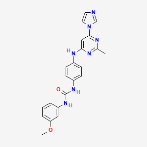 molecular formula C22H21N7O2 B5300420 N-(4-{[6-(1H-imidazol-1-yl)-2-methyl-4-pyrimidinyl]amino}phenyl)-N'-(3-methoxyphenyl)urea 
