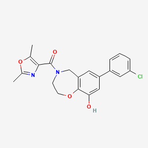 molecular formula C21H19ClN2O4 B5300434 7-(3-chlorophenyl)-4-[(2,5-dimethyl-1,3-oxazol-4-yl)carbonyl]-2,3,4,5-tetrahydro-1,4-benzoxazepin-9-ol 