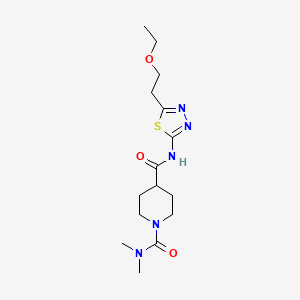 molecular formula C15H25N5O3S B5300444 N~4~-[5-(2-ethoxyethyl)-1,3,4-thiadiazol-2-yl]-N~1~,N~1~-dimethyl-1,4-piperidinedicarboxamide 
