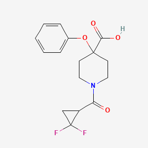 molecular formula C16H17F2NO4 B5300474 1-[(2,2-difluorocyclopropyl)carbonyl]-4-phenoxypiperidine-4-carboxylic acid 