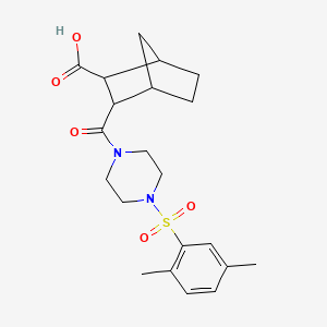 molecular formula C21H28N2O5S B5300480 3-({4-[(2,5-dimethylphenyl)sulfonyl]-1-piperazinyl}carbonyl)bicyclo[2.2.1]heptane-2-carboxylic acid 