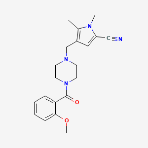 molecular formula C20H24N4O2 B5300526 4-{[4-(2-methoxybenzoyl)-1-piperazinyl]methyl}-1,5-dimethyl-1H-pyrrole-2-carbonitrile 