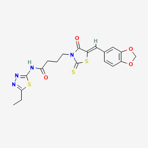 molecular formula C19H18N4O4S3 B5300553 4-[5-(1,3-benzodioxol-5-ylmethylene)-4-oxo-2-thioxo-1,3-thiazolidin-3-yl]-N-(5-ethyl-1,3,4-thiadiazol-2-yl)butanamide 