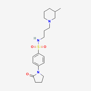 molecular formula C19H29N3O3S B5300588 N-[3-(3-methyl-1-piperidinyl)propyl]-4-(2-oxo-1-pyrrolidinyl)benzenesulfonamide 