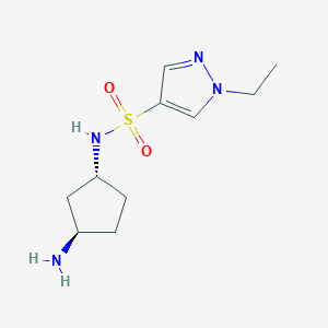 molecular formula C10H18N4O2S B5300603 N-[(1R*,3R*)-3-aminocyclopentyl]-1-ethyl-1H-pyrazole-4-sulfonamide 