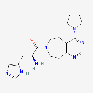molecular formula C18H25N7O B5300628 {(1S)-1-(1H-imidazol-4-ylmethyl)-2-oxo-2-[4-(1-pyrrolidinyl)-5,6,8,9-tetrahydro-7H-pyrimido[4,5-d]azepin-7-yl]ethyl}amine dihydrochloride 