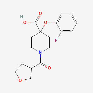 molecular formula C17H20FNO5 B5300667 4-(2-fluorophenoxy)-1-(tetrahydrofuran-3-ylcarbonyl)piperidine-4-carboxylic acid 