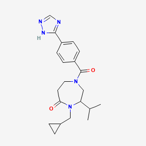 molecular formula C21H27N5O2 B5300698 4-(cyclopropylmethyl)-3-isopropyl-1-[4-(1H-1,2,4-triazol-3-yl)benzoyl]-1,4-diazepan-5-one 