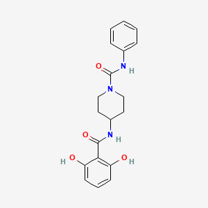 molecular formula C19H21N3O4 B5300700 4-[(2,6-dihydroxybenzoyl)amino]-N-phenylpiperidine-1-carboxamide 