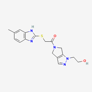 2-[5-{[(5-methyl-1H-benzimidazol-2-yl)thio]acetyl}-5,6-dihydropyrrolo[3,4-c]pyrazol-1(4H)-yl]ethanol