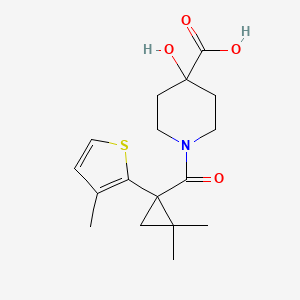 molecular formula C17H23NO4S B5300748 1-{[2,2-dimethyl-1-(3-methyl-2-thienyl)cyclopropyl]carbonyl}-4-hydroxypiperidine-4-carboxylic acid 