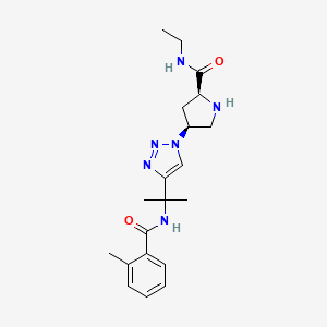 molecular formula C20H28N6O2 B5300788 (4S)-N-ethyl-4-(4-{1-methyl-1-[(2-methylbenzoyl)amino]ethyl}-1H-1,2,3-triazol-1-yl)-L-prolinamide hydrochloride 