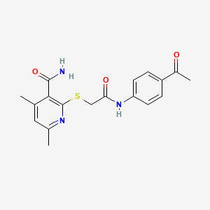 molecular formula C18H19N3O3S B5300802 2-({2-[(4-acetylphenyl)amino]-2-oxoethyl}thio)-4,6-dimethylnicotinamide 