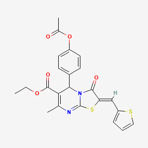 molecular formula C23H20N2O5S2 B5300810 ethyl 5-[4-(acetyloxy)phenyl]-7-methyl-3-oxo-2-(2-thienylmethylene)-2,3-dihydro-5H-[1,3]thiazolo[3,2-a]pyrimidine-6-carboxylate 