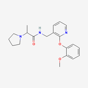 molecular formula C20H25N3O3 B5300815 N-{[2-(2-methoxyphenoxy)pyridin-3-yl]methyl}-2-pyrrolidin-1-ylpropanamide 