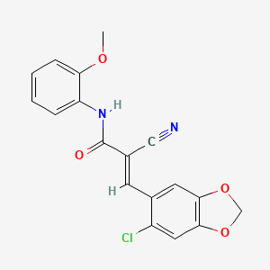molecular formula C18H13ClN2O4 B5300872 3-(6-chloro-1,3-benzodioxol-5-yl)-2-cyano-N-(2-methoxyphenyl)acrylamide 