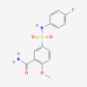 molecular formula C14H13FN2O4S B5300891 5-{[(4-fluorophenyl)amino]sulfonyl}-2-methoxybenzamide 