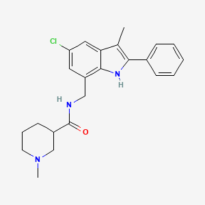 N-[(5-chloro-3-methyl-2-phenyl-1H-indol-7-yl)methyl]-1-methylpiperidine-3-carboxamide