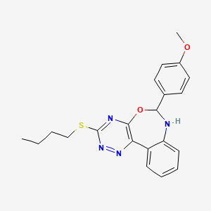 molecular formula C21H22N4O2S B5300976 3-(butylthio)-6-(4-methoxyphenyl)-6,7-dihydro[1,2,4]triazino[5,6-d][3,1]benzoxazepine 