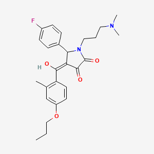 molecular formula C26H31FN2O4 B5301026 1-[3-(dimethylamino)propyl]-5-(4-fluorophenyl)-3-hydroxy-4-(2-methyl-4-propoxybenzoyl)-1,5-dihydro-2H-pyrrol-2-one 