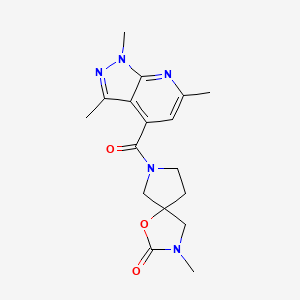 molecular formula C17H21N5O3 B5301060 3-methyl-7-[(1,3,6-trimethyl-1H-pyrazolo[3,4-b]pyridin-4-yl)carbonyl]-1-oxa-3,7-diazaspiro[4.4]nonan-2-one 