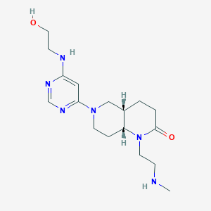 molecular formula C17H28N6O2 B5301066 rel-(4aS,8aR)-6-{6-[(2-hydroxyethyl)amino]-4-pyrimidinyl}-1-[2-(methylamino)ethyl]octahydro-1,6-naphthyridin-2(1H)-one dihydrochloride 