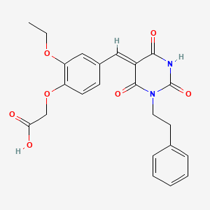 molecular formula C23H22N2O7 B5301121 (2-ethoxy-4-{[2,4,6-trioxo-1-(2-phenylethyl)tetrahydro-5(2H)-pyrimidinylidene]methyl}phenoxy)acetic acid 