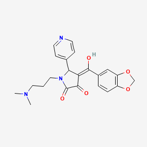 molecular formula C22H23N3O5 B5301123 4-(1,3-benzodioxol-5-ylcarbonyl)-1-[3-(dimethylamino)propyl]-3-hydroxy-5-(4-pyridinyl)-1,5-dihydro-2H-pyrrol-2-one 
