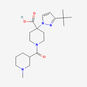 molecular formula C20H32N4O3 B5301133 4-(3-tert-butyl-1H-pyrazol-1-yl)-1-[(1-methylpiperidin-3-yl)carbonyl]piperidine-4-carboxylic acid 