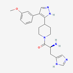 molecular formula C21H26N6O2 B5301141 ((1S)-1-(1H-imidazol-4-ylmethyl)-2-{4-[4-(3-methoxyphenyl)-1H-pyrazol-5-yl]piperidin-1-yl}-2-oxoethyl)amine 