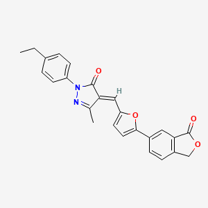 molecular formula C25H20N2O4 B5301176 2-(4-ethylphenyl)-5-methyl-4-{[5-(3-oxo-1,3-dihydro-2-benzofuran-5-yl)-2-furyl]methylene}-2,4-dihydro-3H-pyrazol-3-one 