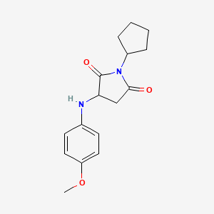 molecular formula C16H20N2O3 B5301217 1-cyclopentyl-3-[(4-methoxyphenyl)amino]-2,5-pyrrolidinedione 