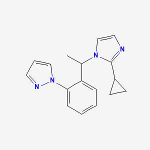 molecular formula C17H18N4 B5301228 1-{2-[1-(2-cyclopropyl-1H-imidazol-1-yl)ethyl]phenyl}-1H-pyrazole 
