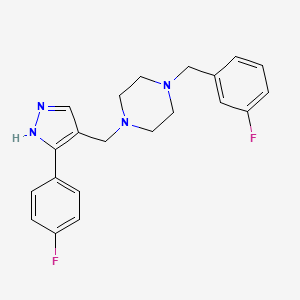 molecular formula C21H22F2N4 B5301249 1-(3-fluorobenzyl)-4-{[3-(4-fluorophenyl)-1H-pyrazol-4-yl]methyl}piperazine 