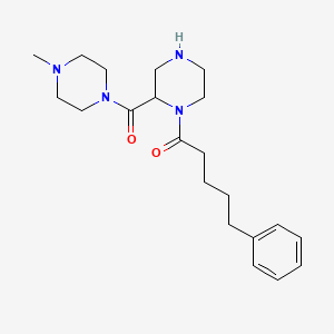 molecular formula C21H32N4O2 B5301257 2-[(4-methyl-1-piperazinyl)carbonyl]-1-(5-phenylpentanoyl)piperazine 