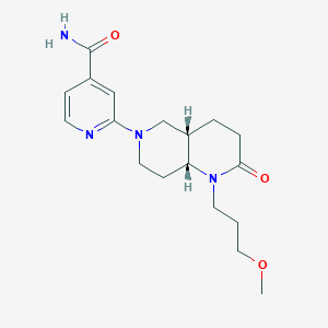 molecular formula C18H26N4O3 B5301280 2-[(4aS*,8aR*)-1-(3-methoxypropyl)-2-oxooctahydro-1,6-naphthyridin-6(2H)-yl]isonicotinamide 