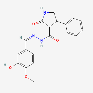 molecular formula C19H19N3O4 B5301300 N'-(3-hydroxy-4-methoxybenzylidene)-2-oxo-4-phenyl-3-pyrrolidinecarbohydrazide 
