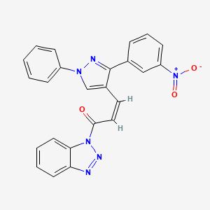molecular formula C24H16N6O3 B5301316 1-{3-[3-(3-nitrophenyl)-1-phenyl-1H-pyrazol-4-yl]acryloyl}-1H-1,2,3-benzotriazole 