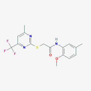 molecular formula C16H16F3N3O2S B5301321 N-(2-methoxy-5-methylphenyl)-2-{[4-methyl-6-(trifluoromethyl)pyrimidin-2-yl]thio}acetamide 