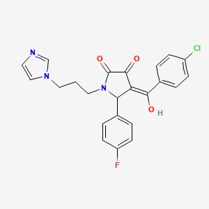 molecular formula C23H19ClFN3O3 B5301336 4-(4-chlorobenzoyl)-5-(4-fluorophenyl)-3-hydroxy-1-[3-(1H-imidazol-1-yl)propyl]-1,5-dihydro-2H-pyrrol-2-one 