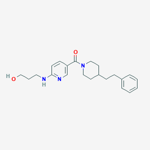 molecular formula C22H29N3O2 B5301344 3-[(5-{[4-(2-phenylethyl)piperidin-1-yl]carbonyl}pyridin-2-yl)amino]propan-1-ol 