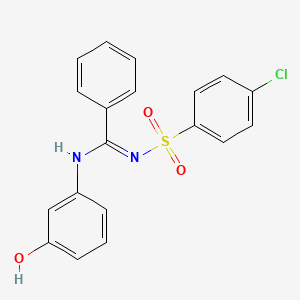 molecular formula C19H15ClN2O3S B5301385 N'-[(4-chlorophenyl)sulfonyl]-N-(3-hydroxyphenyl)benzenecarboximidamide 