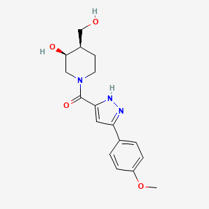 molecular formula C17H21N3O4 B5301431 (3S*,4R*)-4-(hydroxymethyl)-1-{[3-(4-methoxyphenyl)-1H-pyrazol-5-yl]carbonyl}-3-piperidinol 