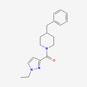 molecular formula C18H23N3O B5301448 4-benzyl-1-[(1-ethyl-1H-pyrazol-3-yl)carbonyl]piperidine 