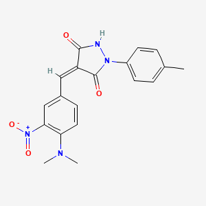molecular formula C19H18N4O4 B5301514 4-[4-(dimethylamino)-3-nitrobenzylidene]-1-(4-methylphenyl)-3,5-pyrazolidinedione 
