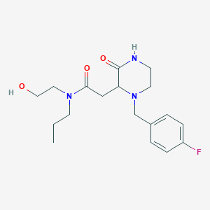 molecular formula C18H26FN3O3 B5301521 2-[1-(4-fluorobenzyl)-3-oxo-2-piperazinyl]-N-(2-hydroxyethyl)-N-propylacetamide 