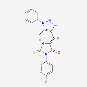 molecular formula C21H17FN4OS B5301573 5-[(3,5-dimethyl-1-phenyl-1H-pyrazol-4-yl)methylene]-3-(4-fluorophenyl)-2-thioxo-4-imidazolidinone 