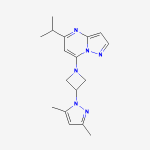 molecular formula C17H22N6 B5301574 7-[3-(3,5-dimethyl-1H-pyrazol-1-yl)-1-azetidinyl]-5-isopropylpyrazolo[1,5-a]pyrimidine 