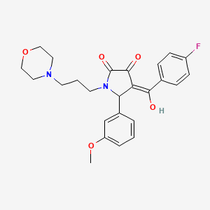 molecular formula C25H27FN2O5 B5301596 4-(4-fluorobenzoyl)-3-hydroxy-5-(3-methoxyphenyl)-1-[3-(4-morpholinyl)propyl]-1,5-dihydro-2H-pyrrol-2-one 