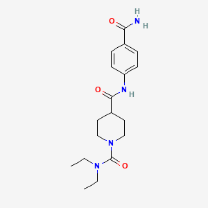 molecular formula C18H26N4O3 B5301637 N~4~-[4-(aminocarbonyl)phenyl]-N~1~,N~1~-diethyl-1,4-piperidinedicarboxamide 